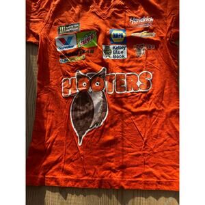 B22 Women’s Hooters NASCAR vneck Tee Chase Elliott #24 Darker Orange Size Small